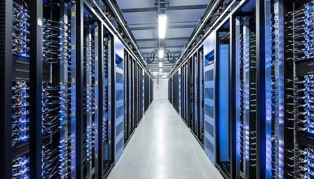 datacenter with server racks on both sides