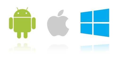 android, apple and windows logos